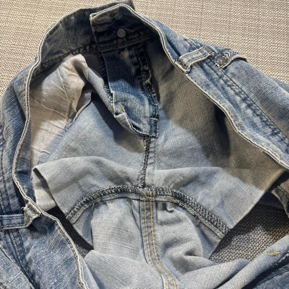 Paccini Y2K low rise blue denim shorts faded wash, size 10